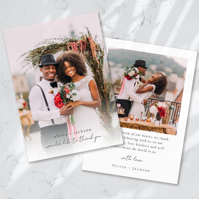 Moderne Script-Foto-Hochzeit Dankeskarte (Von Creator hochgeladen)