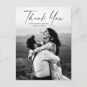 Moderne Script Foto Hochzeit Vielen Dank Postkarte