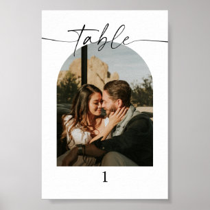 Moderne Script-Foto-Hochzeiten-Tischnummern Poster