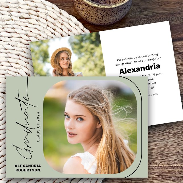 Moderne Script-Foto-Klasse der Graduation Party 20 Einladung (Von Creator hochgeladen)