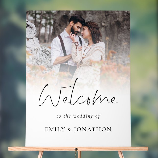 Moderne Script-Foto-Namen Willkommen bei Hochzeite Acrylschild (Neutral)