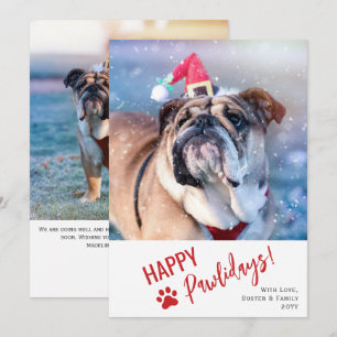 Moderne Script Foto Pet Happy Pawlidays Feiertagskarte