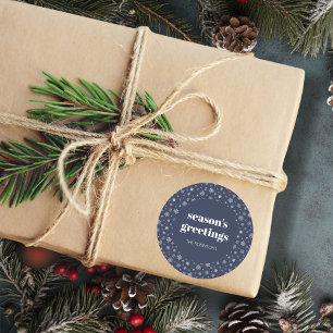 Moderne Script-Froher Festtage Holiday Navy Blue Runder Aufkleber