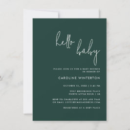 Moderne Script Gender Neutral Green Baby Shower Einladung