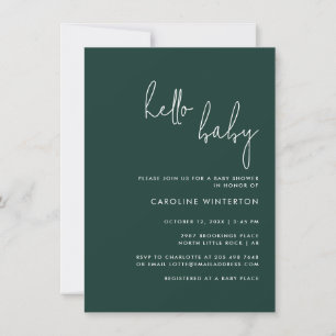 Moderne Script Gender Neutral Green Baby Shower Einladung