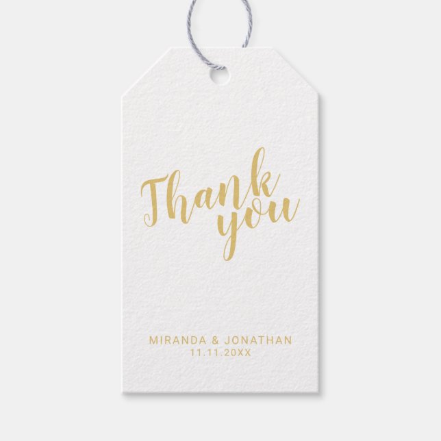 Moderne Script Gold Gastgeschenk Hochzeit Vielen D Geschenkanhänger (Vorderseite)