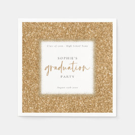 Moderne Script Gold Glitzer Graduation Party Serviette