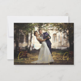 Moderne Script Gold LIEBE UND DANKE Foto Hochzeit