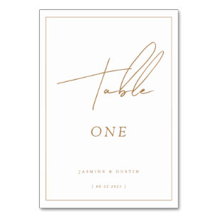 Moderne Script Gold Wedding Tischnummer, Deco Mini Tischnummer