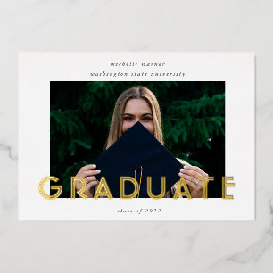 moderne Script-Graduiertenankündigungskarte Folieneinladung