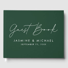 Moderne Script Green Foto Hochzeit Gästebuch