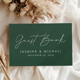 Moderne Script Green Foto Hochzeit Gästebuch