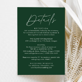 Moderne Script Green Wedding Details Begleitkarte