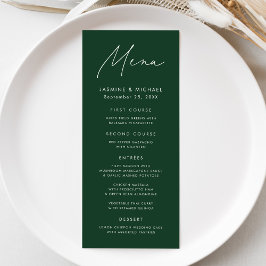 Moderne Script Green Wedding Menükarte