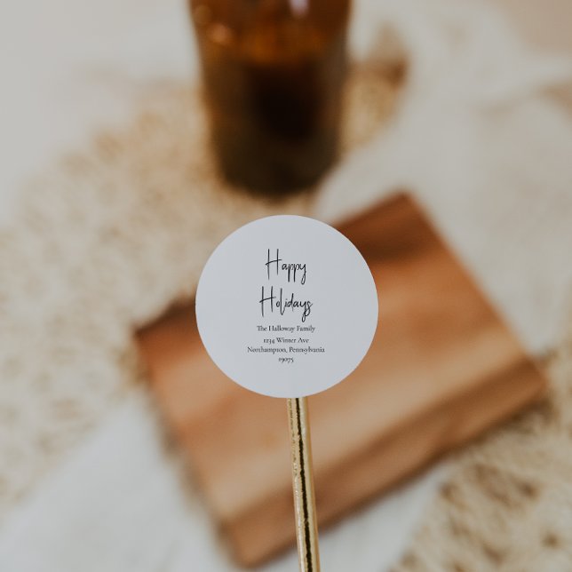 Moderne Script Happy Ferien Umschlag Aufkleber (Von Creator hochgeladen)