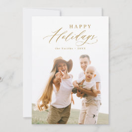 Moderne Script Happy Holiday Familie Foto Holiday Feiertagskarte