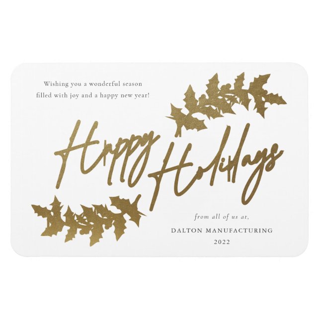 Moderne Script Happy Holidays Business Holiday Car Magnet (Horizontal)