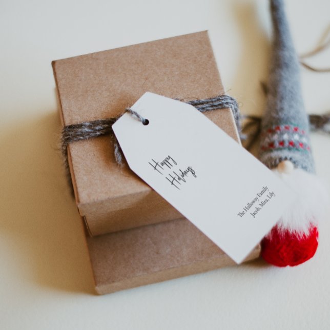 Moderne Script Happy Holidays Familiengeschenke Ta Geschenkanhänger (Von Creator hochgeladen)