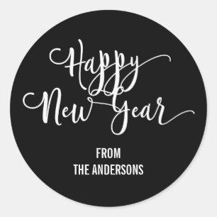 Moderne Script Happy New Year Sticker