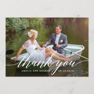 Moderne Script Hochzeit Danke Foto Card