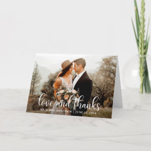 Moderne Script Hochzeit Liebe und Dank geklappt Dankeskarte