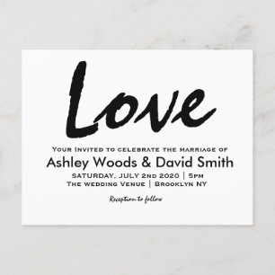 Moderne Script Hochzeitseinladung Postkarte