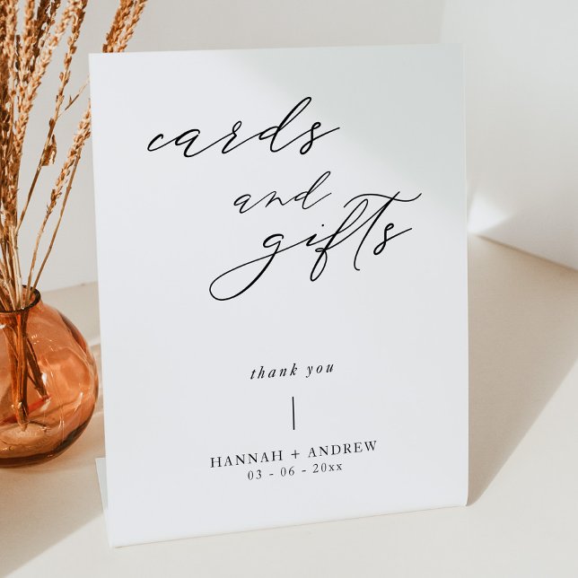 Moderne Script Hochzeitskarten und Geschenke Sockelschild (Von Creator hochgeladen)