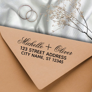 Moderne Script-Individuelle Name Hochzeitskoppel-A Gummistempel