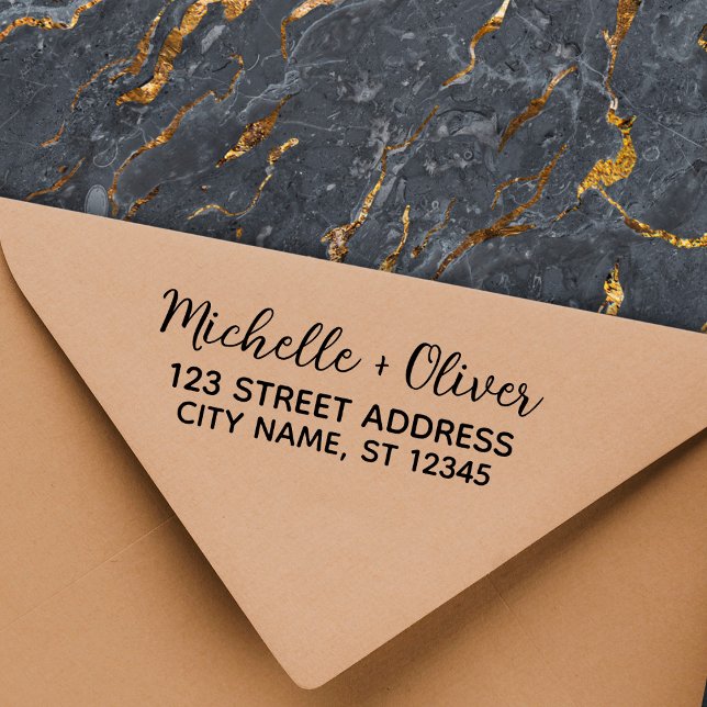 Moderne Script-Individuelle Name Hochzeitskoppel-A Gummistempel (Von Creator hochgeladen)