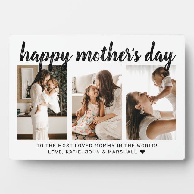 Moderne Script-Kalligrafie 3 Foto Muttertag Fotoplatte (Vorderseite)