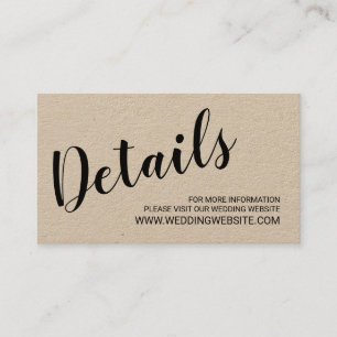 Moderne Script Kraft Paper Wedding Website Card Begleitkarte