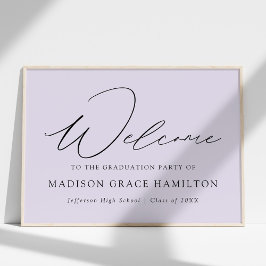 Moderne Script Lavender Welcome Graduation Party Poster