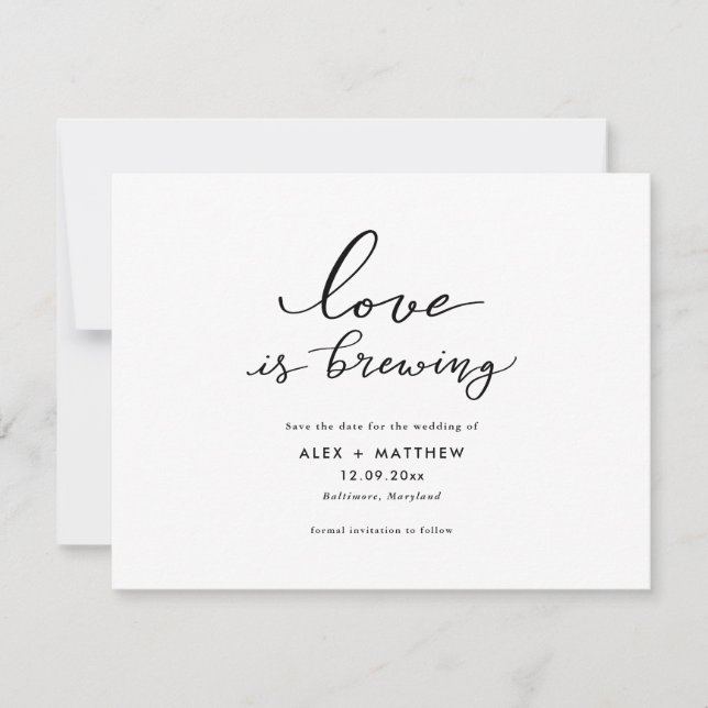 Moderne Script-Liebe bricht Save the Date Einladung (Vorderseite)