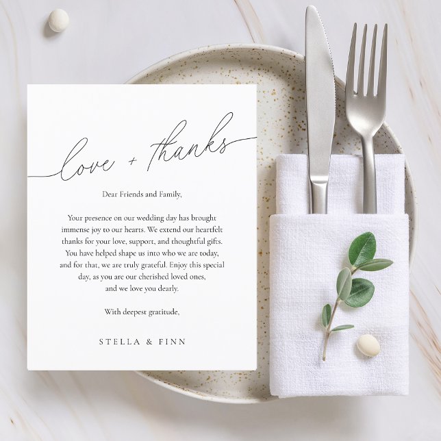 Moderne Script-Liebe + Dank Hochzeitsszenario-Plat (Modern Script Love + Thanks Wedding Place Card)