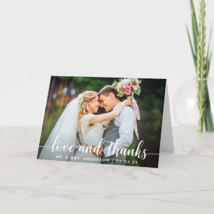 Moderne Script-Liebe dank Wedding Couple Falte Dankeskarte