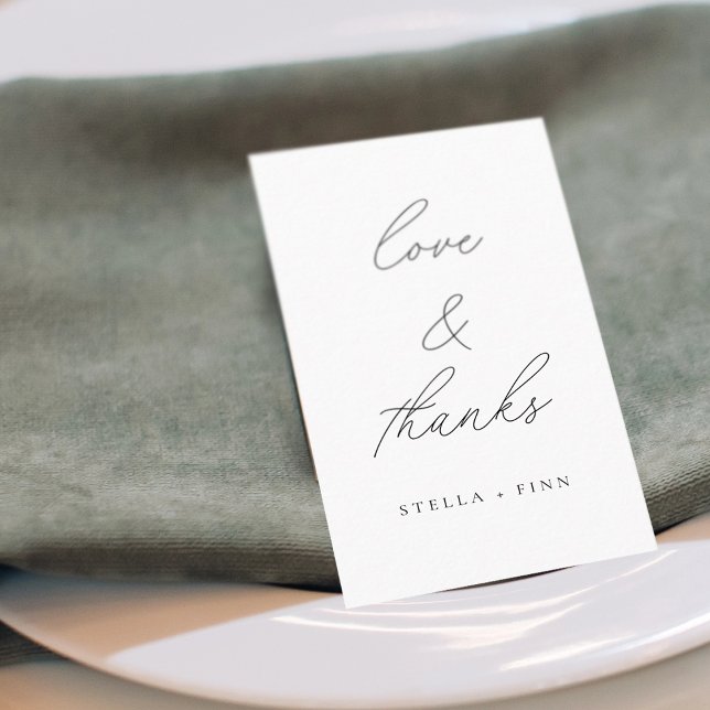 Moderne Script-Liebe & Dankesbriefe Platzkarte (Modern Script Love & Thanks Wedding Place Card)