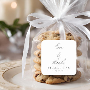 Moderne Script-Liebe & Dankesbriefe Quadratischer Aufkleber