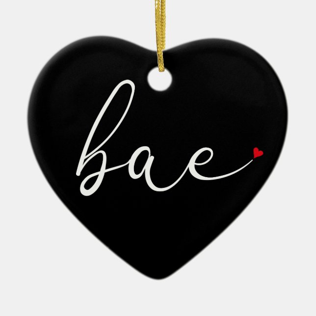 Moderne Script-Liebe Heart Bae Definition Keramik Ornament (Vorne)