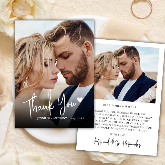 Moderne Script Liebe Herz 2 Foto Hochzeit Vielen D Mitteilungskarte (Von Creator hochgeladen)