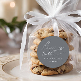 Moderne Script-Liebe ist süße Hochzeit Runder Aufkleber