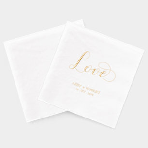 Moderne Script-Liebe Paare Name Custom Wedding Servietten Mit Folie