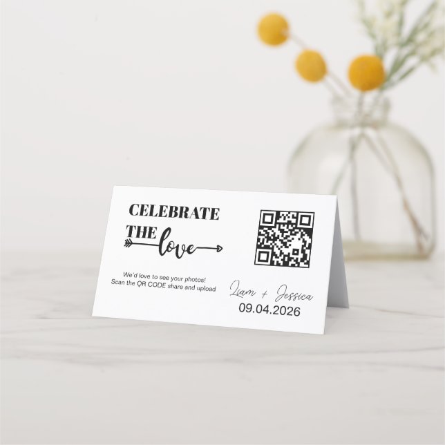 Moderne Script-Liebe-QR-Code-Notizkarte Treuekarte (Vorderseite)
