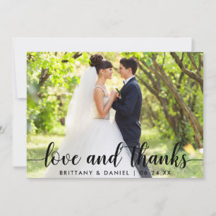 Moderne Script-Liebe und dank Couple Wedding Dankeskarte