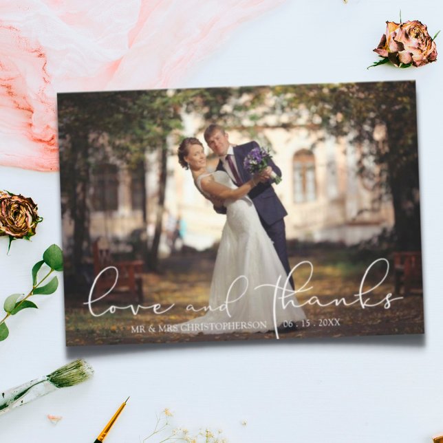 Moderne Script-LIEBE UND DANKE Foto Wedding (Von Creator hochgeladen)