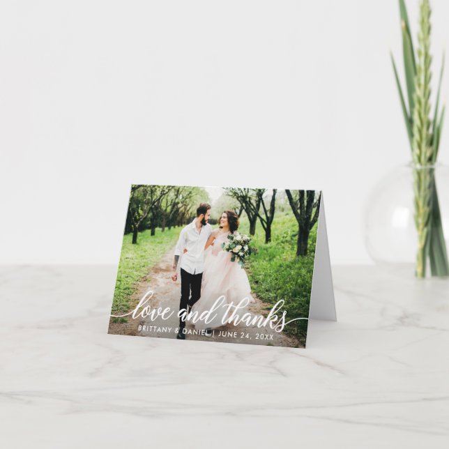 Moderne Script-Liebe und Danksagung Dankeskarte (Vorderseite)