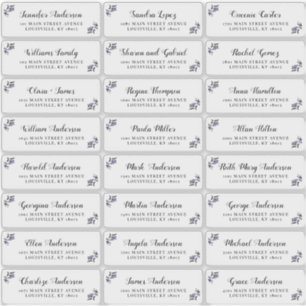 Moderne Script Lila Floral Guest Address Labels