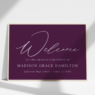 Moderne Script Lila Welcome Graduation Party Poster