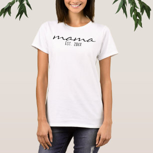 Moderne Script Mama etablierte Date-Junge Mutter T-Shirt