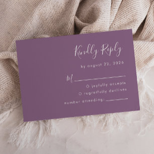 Moderne Script Mauve Wedding RSVP Karte