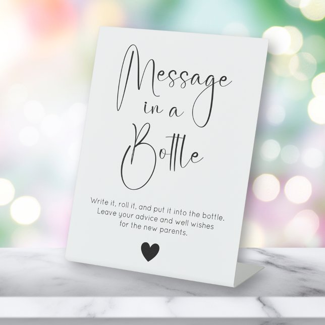 Moderne Script-Meldung in einer Flasche Baby-Dusch Sockelschild (Von Creator hochgeladen)
